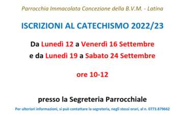 Iscrizioni Catechismo 2022-2023